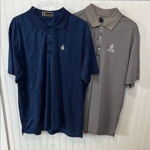 Polo Shirts stripe Polo Shirts XXL Country Club Navy and Tan excellent condition